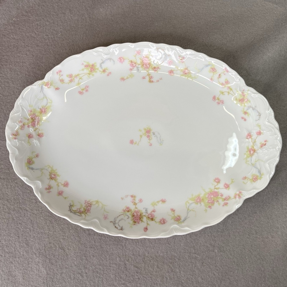VTG Hutschenreuther Selb LHS Bavaria Pink Flowers Scalloped Edge 12 7/8" Platter